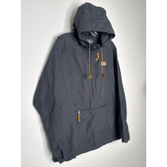 L.L.Bean Men’s Black Nylon Anorak Windbreaker Pullover hooded Jacket Small - Picture 5 of 13